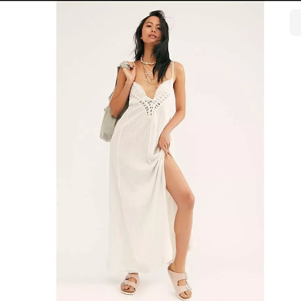 NEW FREE PEOPLE ENDLESS SUMMER GAUZE KINI MAXI DRESS WHITE